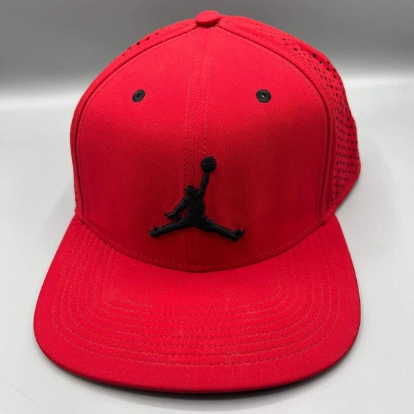 Air Jordan Hat Men Red Embroidered Logo Jumpman Snap Back Cap